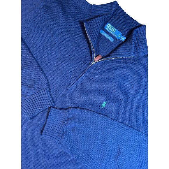 Polo Ralph Lauren  1/4 Zip Henley Sweater With Leather Tab And Logo  Size XXL - Picture 1 of 4